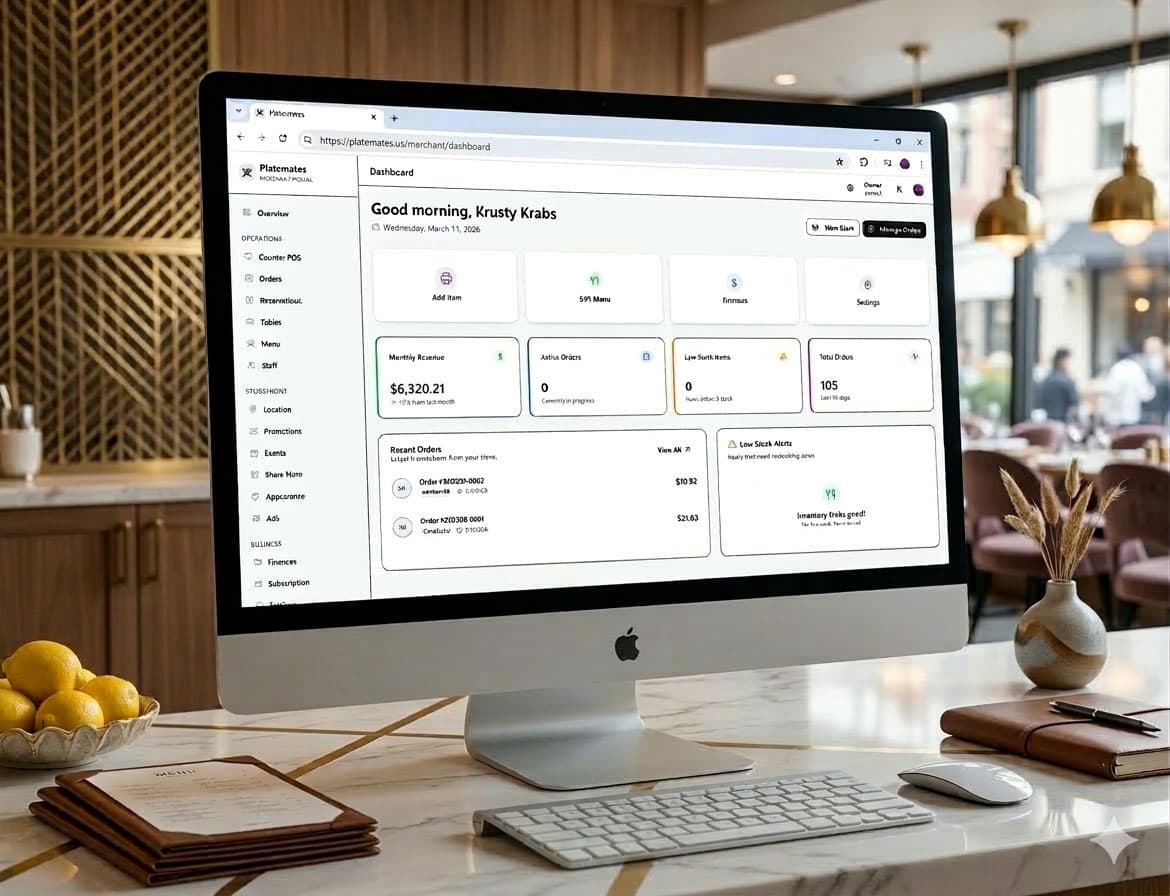 Desktop computer running Merchant KDS